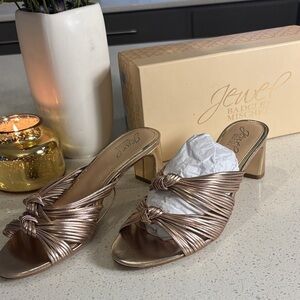 Jewel Badgley Mischka Metallic Heeled Mules